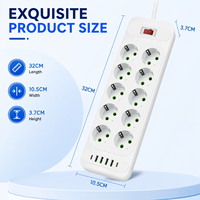 KNOSPE Prise de courant européenne Allemagne 16A 4000W 220-250V avec prise UE 8 prises CA 4 ports USB (2 Type C PD30W)