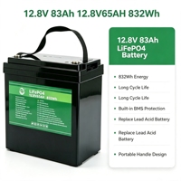 Baterai LiFePO4 MVVTON 12.8V 65Ah 4-Cell 832Wh dengan Tali Pengangkut, 6000 Siklus, Suhu Operasi -20~60C untuk Penyimpanan Energi