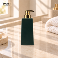 Bouteille de gel douche carrée de 500 ml, bouteille en plastique PE vert foncé, emballage personnalisé, soins personnels, pompe dorée, impression personnalisée