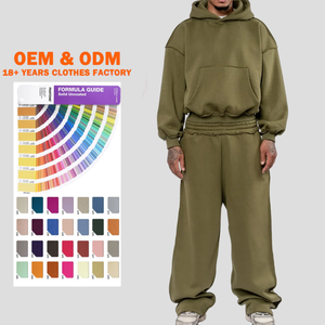 Sweat-shirt et pantalon de survêtement amples et décontractés pour l'automne, en coton/élasthanne 600 GSM, respirants, avec logo personnalisé imprimé - Product Image 1