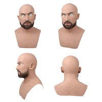 Trois Options de barbe jeune homme acteur Silicone tête masque visage masculin personnalisé Halloween fête Crossdresser Film accessoires