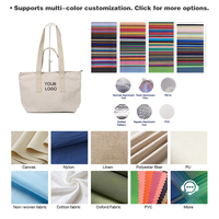 Tas Tote Kanvas Katun Reusable Cetak Logo Kustom Ramah Lingkungan Dapat Didaur Ulang untuk Perjalanan Sehari-hari