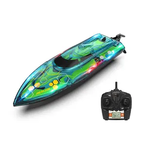 2023 New Transparent Hull Led Light High Speed Ship Fast Rc Racing Boat Radio Control Outdoor Toys