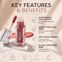 Rouge à lèvres liquide brillant imperméable HKH, label privé, vegan, de haute qualité, minéral, brillant, longue tenue, maquillage pour les lèvres