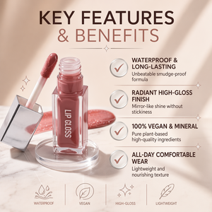HKH <b>Waterproof</b> Shimmer High Gloss Liquid Lipstick, Private Label Vegan High Quality Mineral Glossy Long Lasting Lip Makeup - Product Image 2