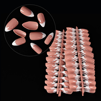 120pcs French Tip Press on Nails Short pré-conçu faux ongles en acrylique naturel Ensemble de faux ongles courts en acrylique