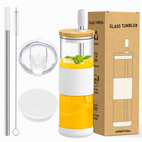 Gobelet en verre borosilicate de 20 oz, résistant à la chaleur, écologique, avec couvercle et paille en verre pour café glacé, thé au lait, jus