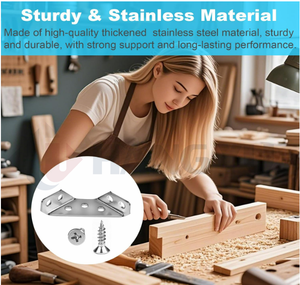 Support d'angle multifonctionnel en acier inoxydable Support fixe en <span class=keywords><strong>bois</strong></span> triangulaire pour accessoires de mur rideau - Product Image 4