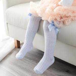 I-0204 Children's Crew Sock Mesh Bow <b>Baby</b> Socks 0-3 Years Old Vertical Striped Mesh Socks - Product Image 4