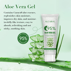 Gel éclaircissant et lissant pour la peau ALCAROL, biologique, naturel, <span class=keywords><strong>95</strong></span>% de gel d'<span class=keywords><strong>aloe</strong></span> vera pur pour le visage et le corps - Product Image 3