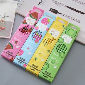 12 pz/lotto cartone animato frutta fresca HB testa di gomma matite in legno con gomma penne di pittura per bambini - Product Image 3