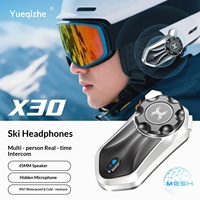 Casque de ski avec interphone de groupe MESH50, suppression intelligente du bruit, haut-parleur large, chipset Qualcomm 5.3, conception à clip d'oreille, 20+