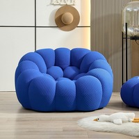 Moderne Luxus-Wohnzimmermöbel Bouclé-Stoff Bubble-Sofa Kürbis-Lounge Akzent-Sessel Einzelsofa mit Hocker