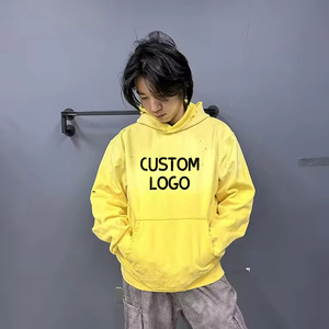 Sudadera con Capucha para Hombre, Estilo Lavado Ácido, Estampado Degradado, Diseño Desgastado, Holgada, de Algodón, Venta al Por Mayor - Product Image 2