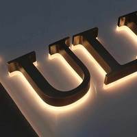 Letrero LED Retroiluminado de Acero Inoxidable Personalizado con Acabado Cepillado/Espejo/Dorado para Publicidad en Oficinas/Bares, Letras con Nombre Comercial Personalizado