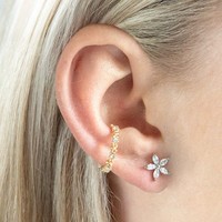Niedliche INS S925 Sterling Silber 18K Vergoldete Marquise-Schliff Kubikzirkonia Kleine Blumen-Ohrstecker Zarter Feiner Schmuck für Frauen