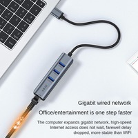 Base de Expansión USB-C con Adaptador Ethernet Tipo C RJ45 5G USB 3.0, Concentrador Convertidor de Tarjeta de Red con Cable de Aleación de Aluminio