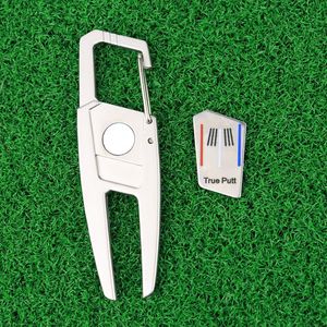 True Putt <b>Golf</b> Divot Tool With Magnetic Ball Marker Portable Green Fork For Golfers Matte Nickel Black Zinc Alloy - Product Image 4