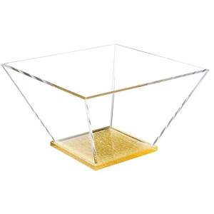 อิสราเอลชามสลัดทรงสี่เหลี่ยมคางหมูชาวยิวชามสลัดลูไซต์ที่กำหนดเองพร้อมฐานรองถ้วยทองแวววาวชุดอาหารพิเศษสุดสร้างสรรค์ - Product Image 2