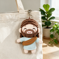 Porte-clés en peluche personnalisé Jésus, vente en gros, breloque de sac religieuse chrétienne, jouet en peluche doux et mignon pour enfants, cadeau de Noël