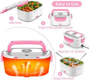 Boîte à lunch électrique chauffante portable pour enfants, avec doublure en acier inoxydable, 110v/12v, branchable sur le bureau, avec sac de transport - Product Image 5