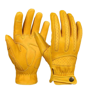 Gants de moto vintage rétro d'été perforés en cuir véritable respirant pour moto, motocross, course, rue, décontracté, extérieur - Product Image 1