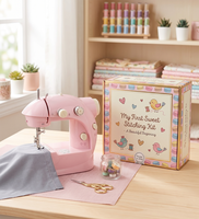 Nouvelle machine à coudre plate motorisée rose mini en plastique haute vitesse pour débutants, vêtements pour enfants, aiguille simple, mignonne et portable pour loisirs créatifs