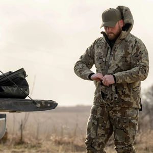 Casaco Retro Masculino Pesado com Estampa Desgastada, Jaqueta de Chuva com Zíper, Quebra-Vento <span class=keywords><strong>Digital</strong></span> em Denim, Design Camuflado Impermeável - Product Image 3