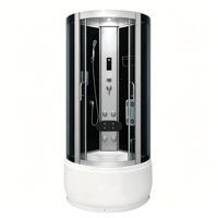 Cabine de douche vapeur coulissante noire moderne de luxe DMAN avec éclairage LED, receveur profond et douchette à main