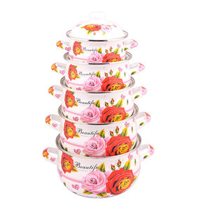 Vente flash : Casserole en émail de 18 à 26 cm, ustensiles de cuisine, pot à soupe, style classique, ustensiles de cuisine de camping, pot en émail durable, cuisine turque - Product Image 1
