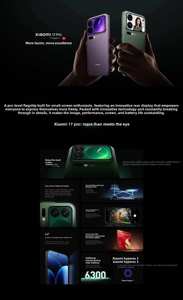 Teléfono Inteligente Original Xiaomi 17 Pro 5G, Pantalla AMOLED de 6.3 Pulgadas y 1.5K a 120 Hz, Snapdragon 8 Elite, Batería de 6300 mAh, Cargador de 100 W, HyperOS 3 - Product Image 6