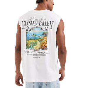 Débardeur Homme Streetwear Oversize Personnalisé avec Logo, T-shirt Musculation Sans Manches, Imprimé Graphique Effet Vintage, 100% Coton - Product Image 4