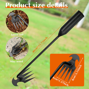 Outil de désherbage de jardin, outil d'arrachage des mauvaises herbes, outil de désherbage à 4 dents en acier au manganèse pour jardin potager - Product Image 4