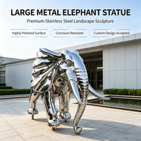 Sculpture d'éléphant en acier inoxydable 304 poli miroir, taille personnalisée, statue de paysage en métal pour jardin de villa extérieur