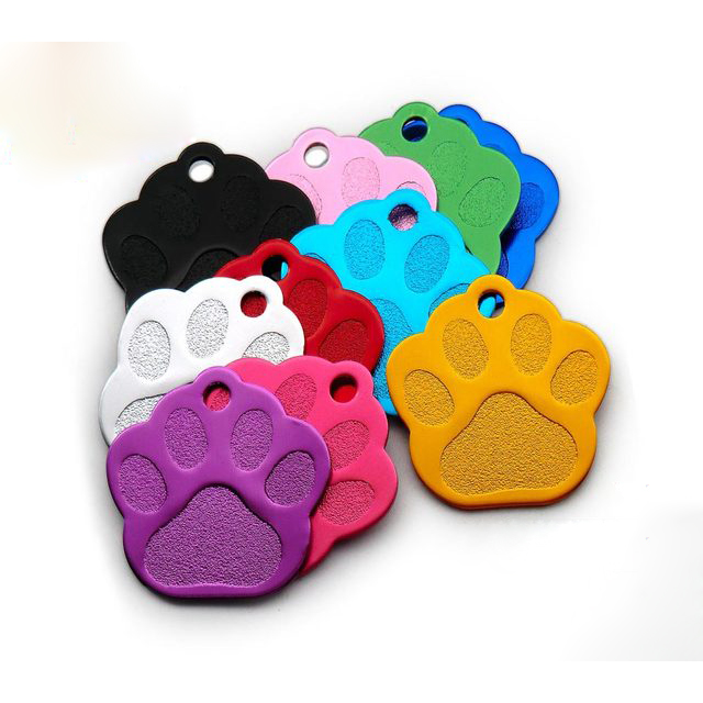Алюминиевая бирка для домашних животных, штампованные Пустые бирки в форме лапы собаки, Гладкая круглая подвеска для собак, кошек, бирка с именем и номером телефона для домашних животных