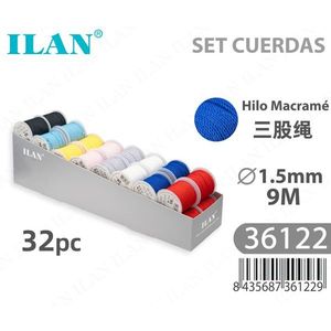 Cordon de macramé Ilan 1,5 mm 9 m, lot de 32 pièces, cordon artisanal multicolore - Product Image 1