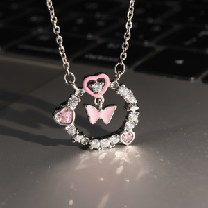 Collane di moda di tendenza simpatiche cartoni animati luna farfalla catena di fiori vendita calda oro rosa argento all'ingrosso - Product Image 1