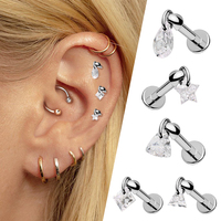 Toposh ASTM F136 g23 Zircon Fleurs Rock Sans Fil Push In top Anneaux balancent titane oreille Labret piercing