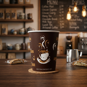 Brown Kraft Paper Coffee Cup with Steam Design Single Wall Disposable Hot Drink Cup Eco-friendly Offset Printing - Product Image 1