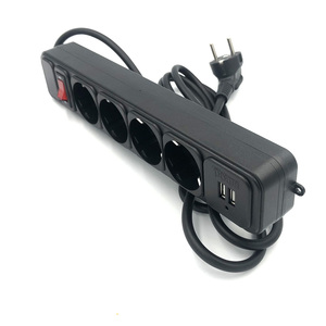 Filtre de réseau 2500W 10A Multiprise avec interrupteur Prises EU avec cordon d'extension de 2M Protection contre les surtensions 4 prises AC 2 chargeurs USB - Product Image 2