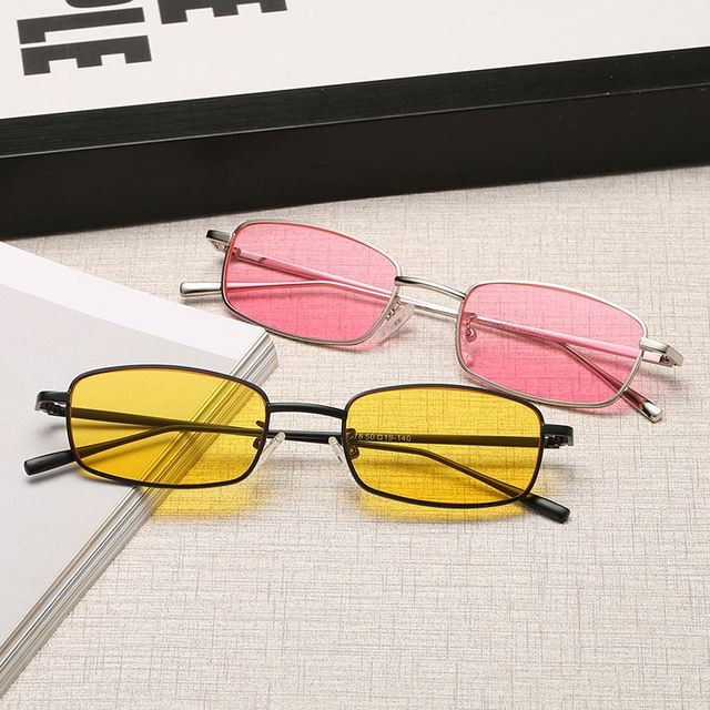 Custom Logo Factory New Fashion Vintage UV400 Metal Rectangle Shades Sunglasses Women Small Square Sunglasses