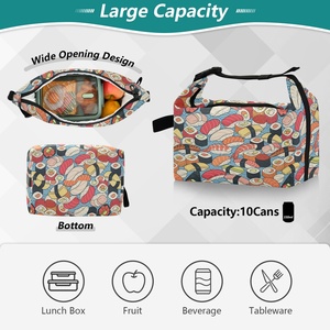 U-shape Small Thermal Shoulder Cooler Bag Nylon Fabric Musubi Custom Design Hawaiian Insulated Lunch Bag with Wide Open - Product Image 5