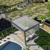 Pergola bioclimatique motorisée en aluminium, autoportante, rétractable, résistante au vent, pour jardin, avec revêtement en poudre