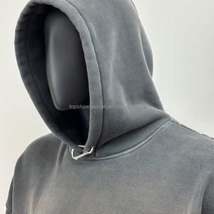 TOPSHOW Fabricants de sweats à capuche personnalisés, sweat à capuche à épaules tombantes, délavé au soleil, molleton lourd, sweat à capuche délavé à l'acide, sweat à capuche délavé pour hommes - Product Image 2
