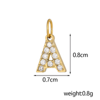 Pendentifs en acier inoxydable plaqué or avec zircon, 26 lettres anglaises de l'alphabet, breloques initiales pour la fabrication de colliers, bracelets et bijoux DIY