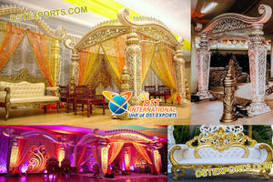 มณฑปงานแต่งงานสีทองสำหรับขาย - ดีไซน์ทรงสี่เหลี่ยมสุดพิเศษพร้อมเสา FRP โดดเด่น โครงสร้างทันสมัยน้ำหนักเบา - Product Image 6