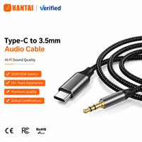 Câble audio Type-C 3,5 mm mâle-mâle pour voiture, cordon auxiliaire durable avec gaine en nylon tressé, charge rapide 3A, conducteur en cuivre pur, haute résolution