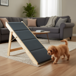 Camas para perros con escaleras de 4 peldaños, rampa plegable de madera para mascotas pequeñas, medianas y grandes, para uso en interiores, para todas las estaciones. - Product Image 2