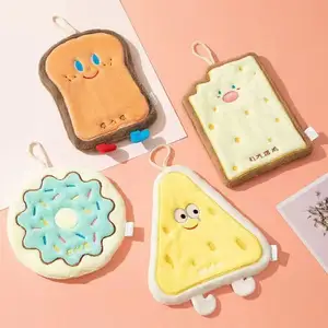한국어 버전 새로운 귀여운 만화 교수형 극세사 손 수건 두꺼운 산호 벨벳 손수건 주방 욕실 사용 어린이