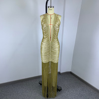 Nouvelle Robe Longue Sexy 2026 pour Femmes, Col Halter, Décolleté Plongeant, à Franges, en Tissu Soie Lactée, Dos Nu, Prix Abordable
